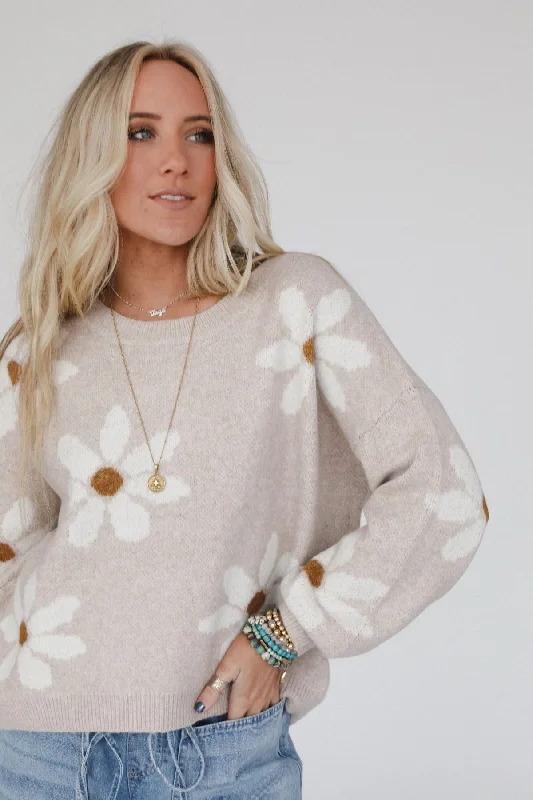 Daisy Path Sweater - Beige