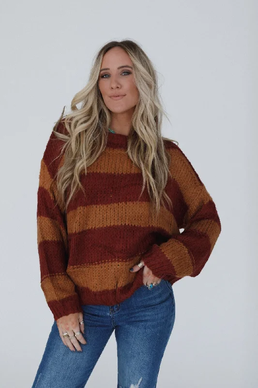 Nash Striped Knit Sweater - Camel