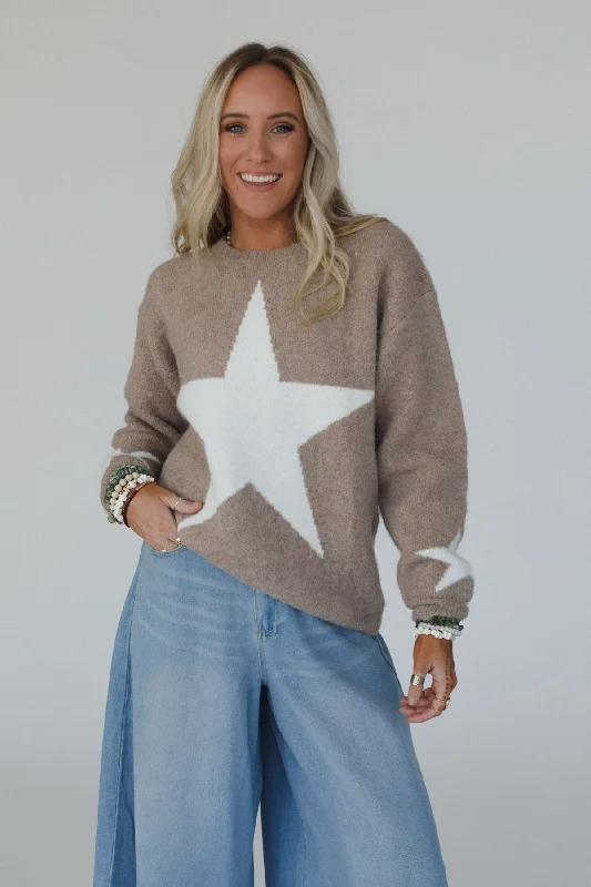 Corrine Star Print Sweater - Latte