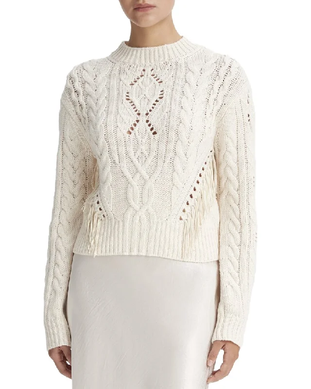 Vince Fringe Cable Wool & Cashmere-Blend Sweater