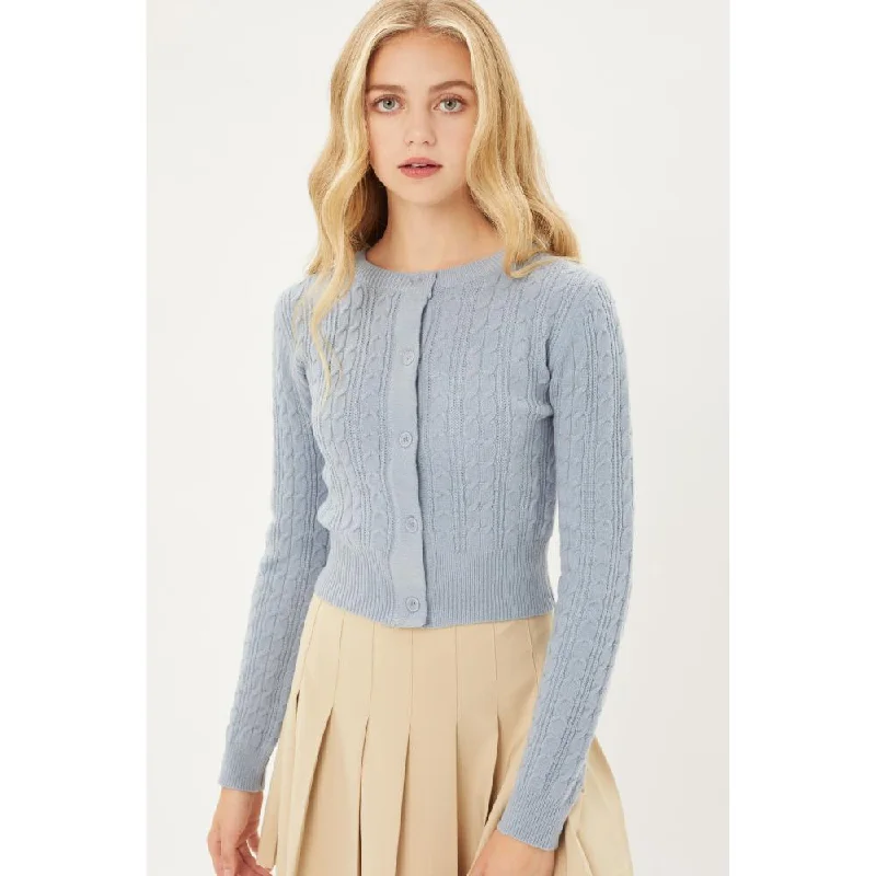 Buttoned Cable Knit Cardigan Long Sleeve Sweater