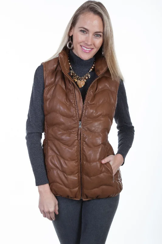 Scully Womens Cognac Soft Lamb Puffer Vest XXL