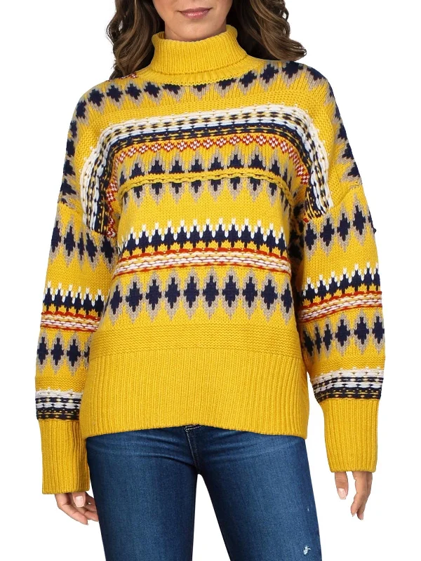 Willow Fairisle Womens Wool Printed Turtleneck Sweater