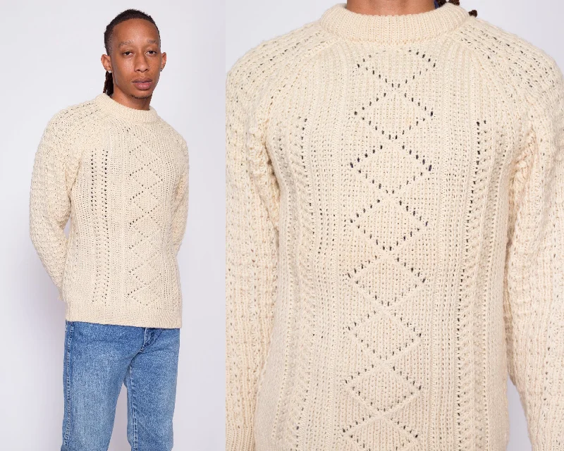 70s McRitchie Of Edinburgh Cable Knit Sweater - Men's Small Short