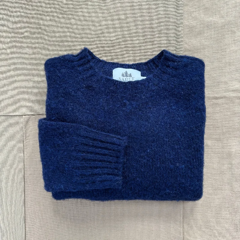 Women's Brushed Shaggy Crew Sweater, Starnight Blue