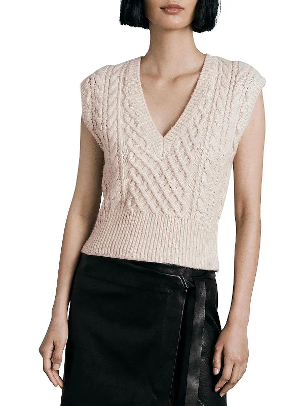 Elizabeth Womens Wool Blend Cropped Sweater Vest