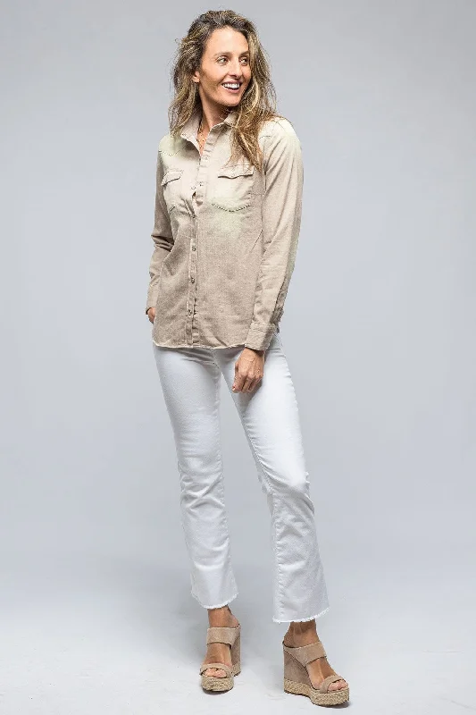 Misty Sand Washed Jean Shirt In Beige