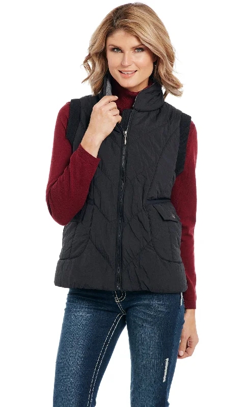 Cripple Creek Womens Black Nylon Water-Resistant Melton Vest