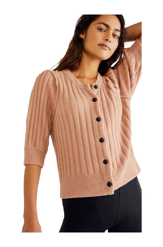 Free People Sloane Cardi In Cafe Cream