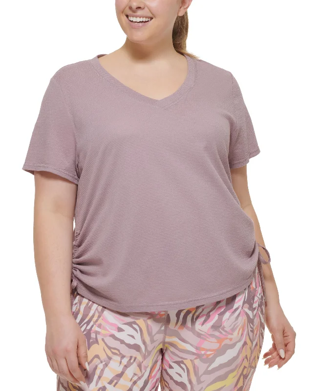 Plus Size Textured Side Ruched T-Shirt