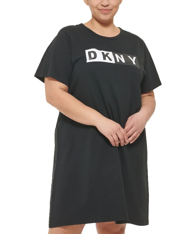 DKNY Sport Plus Size Logo T-Shirt Dress