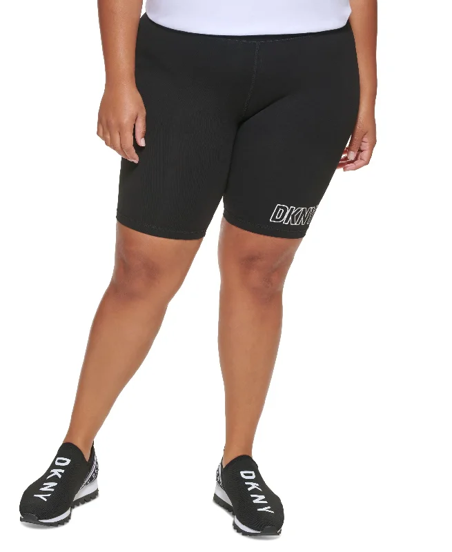 DKNY Sport Plus Size Metallic Logo Bike Shorts