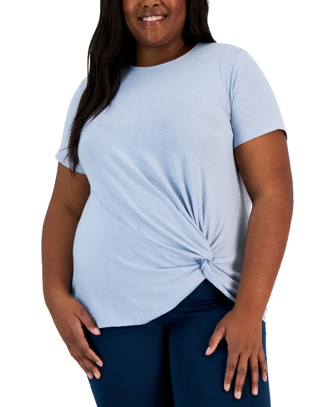 Plus Size Knot-Hem Short-Sleeve T-Shirt