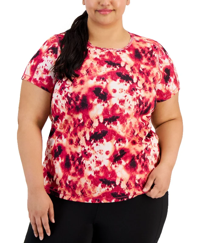 Plus Size Relaxed Tie Dye Birdseye Mesh T-Shirt