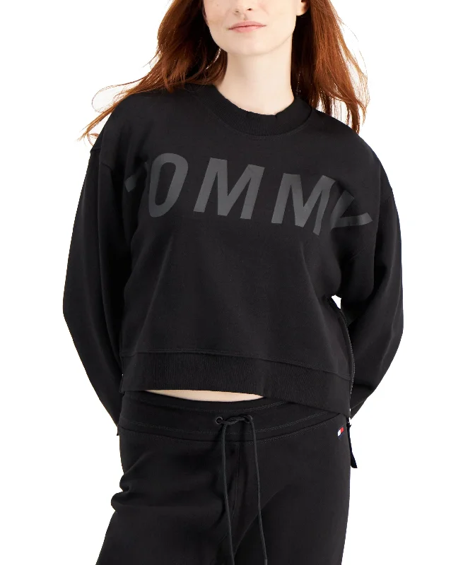 Tommy Hilfiger Sport Cotton Side Zippered Cropped Sweatshirt