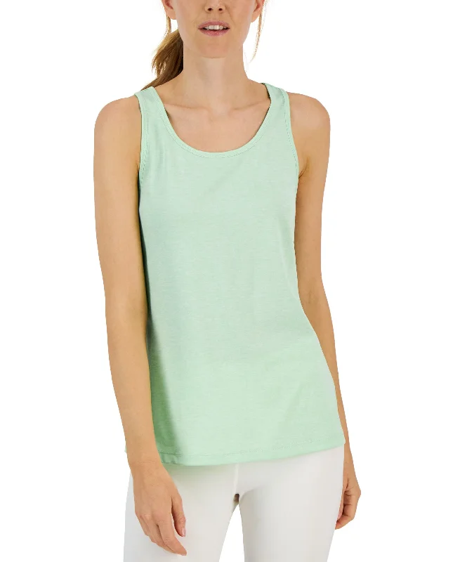 Women's Active Solid Pleated-Back Relaxed Tank Top