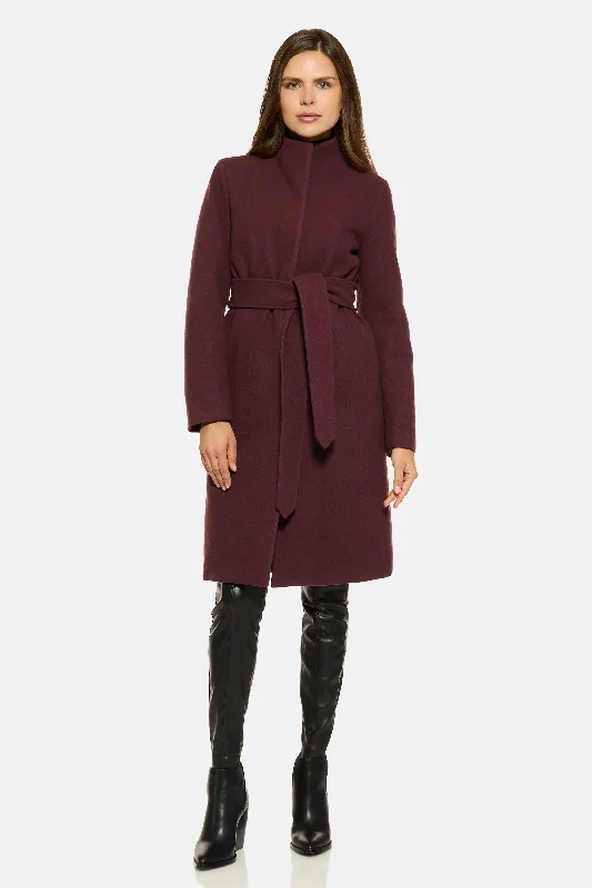 Stand Collar City Coat, Burgundy