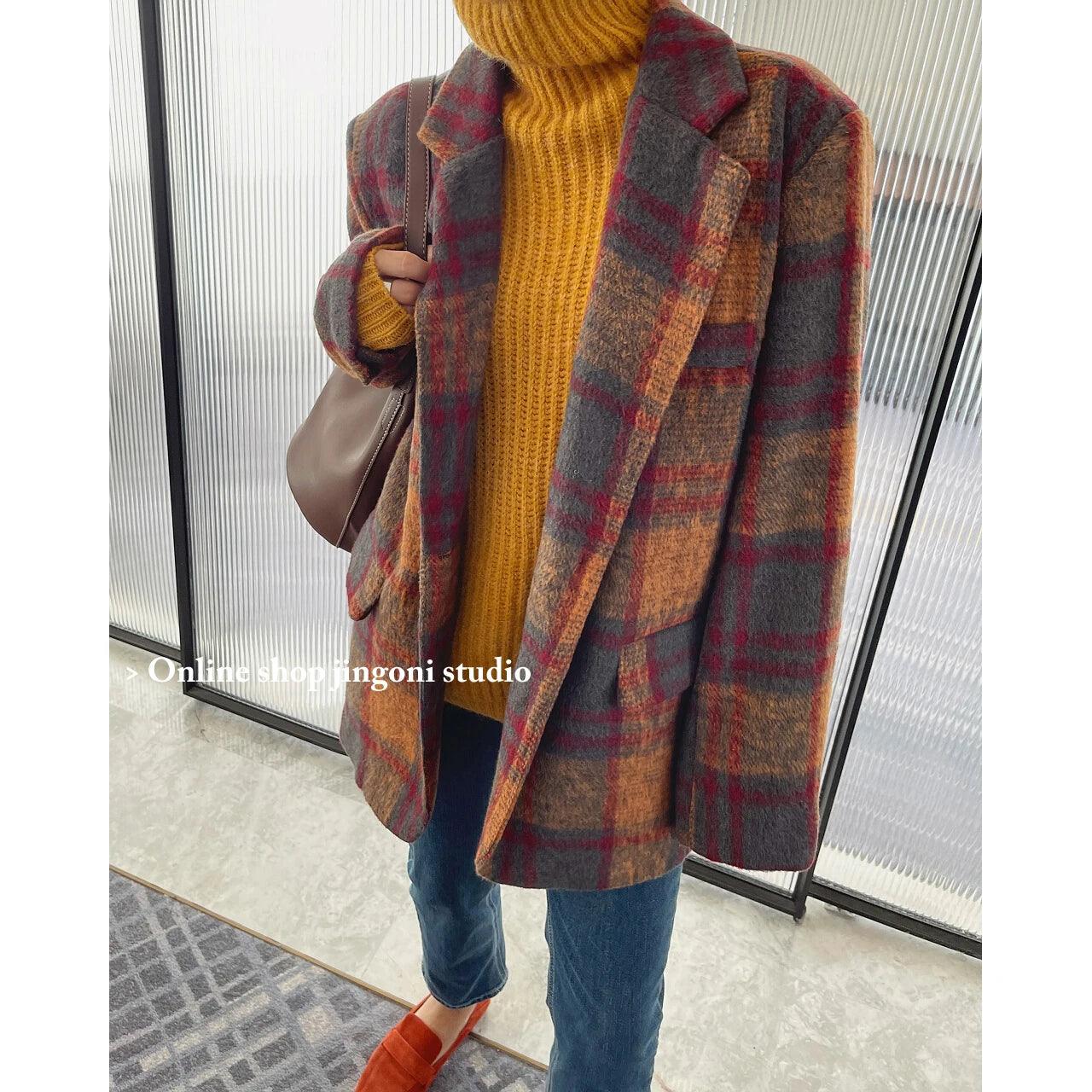 Trendy Plaid Loose Women Coat