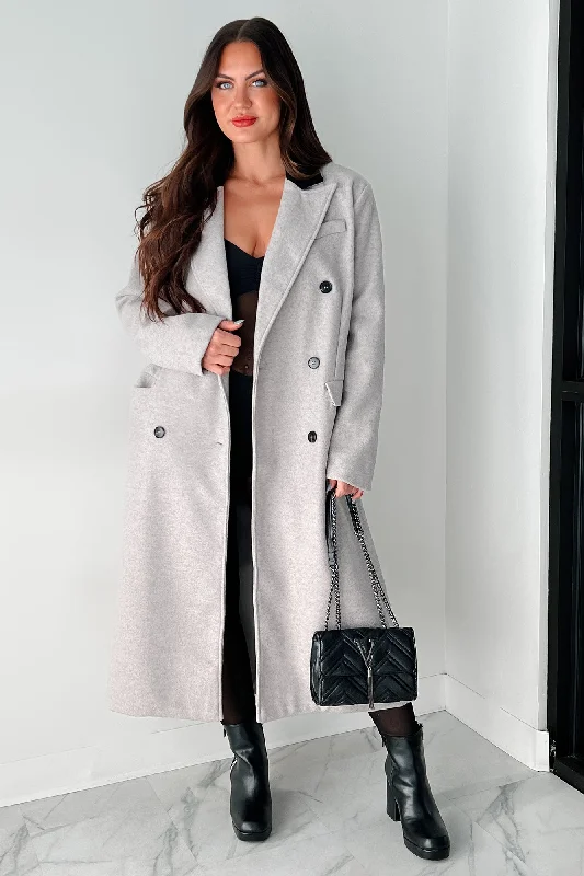 Viktor Double-Breasted Long Coat (Heather Gray)