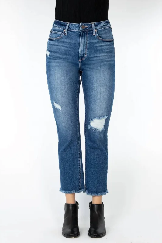 Cropped Straight Leg Jeans In Blue