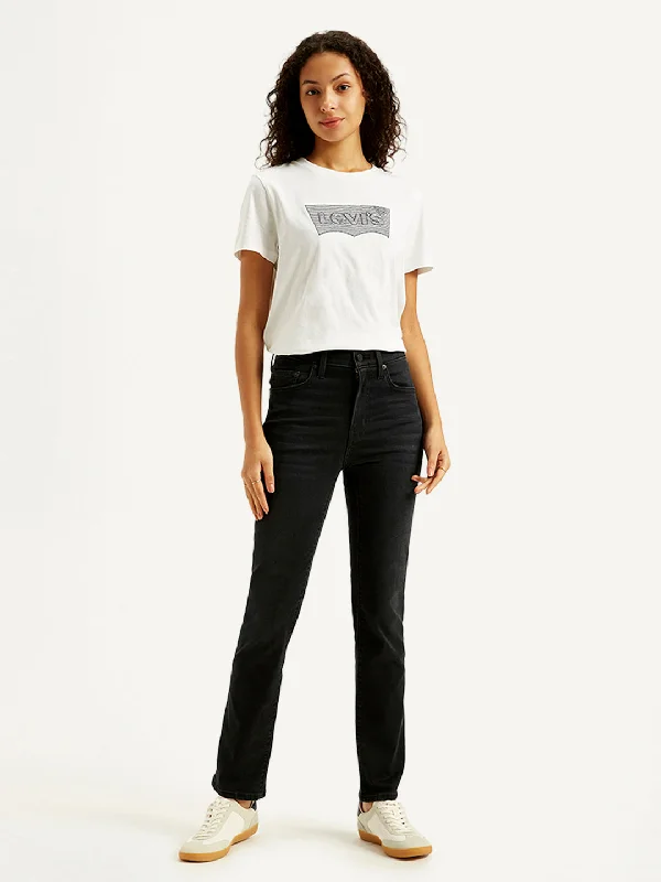 Women's High Rise 724 Slim Fit Black Jeans