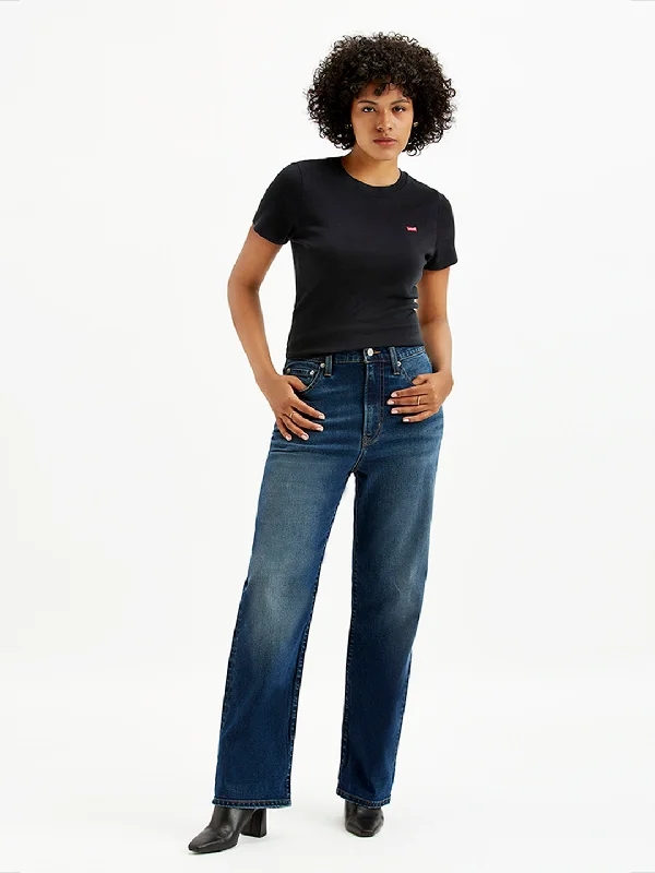 Women's High Rise Ribcage Straight Blue Jeans