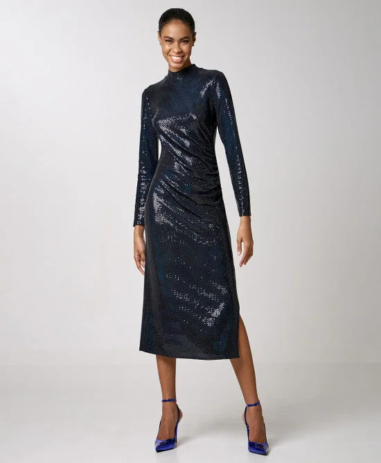 Access Fashion Navy/Blue Shimmery Dress With Side Slit