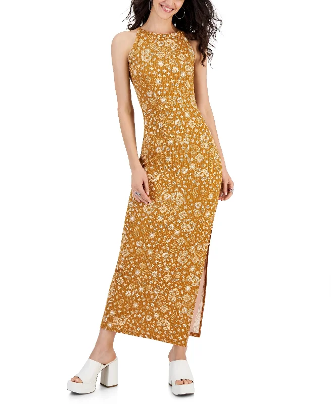 Juniors' Sleeveless Square-Neck Knit Maxi Dress