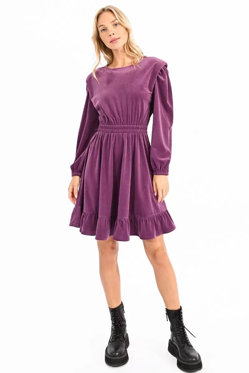 Molly Bracken Purple Fit & Flair Curduroy Skater Dress