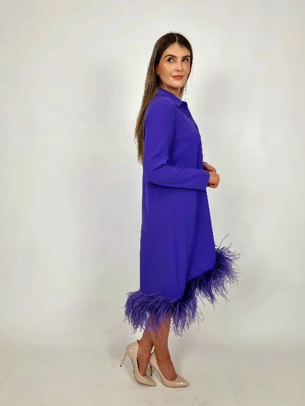 Moskada Cadiz Purple Feathered Dress