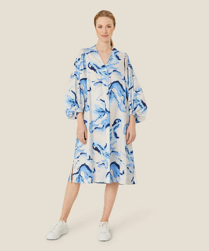 Nalo Smock-Sleeve Midi Dress