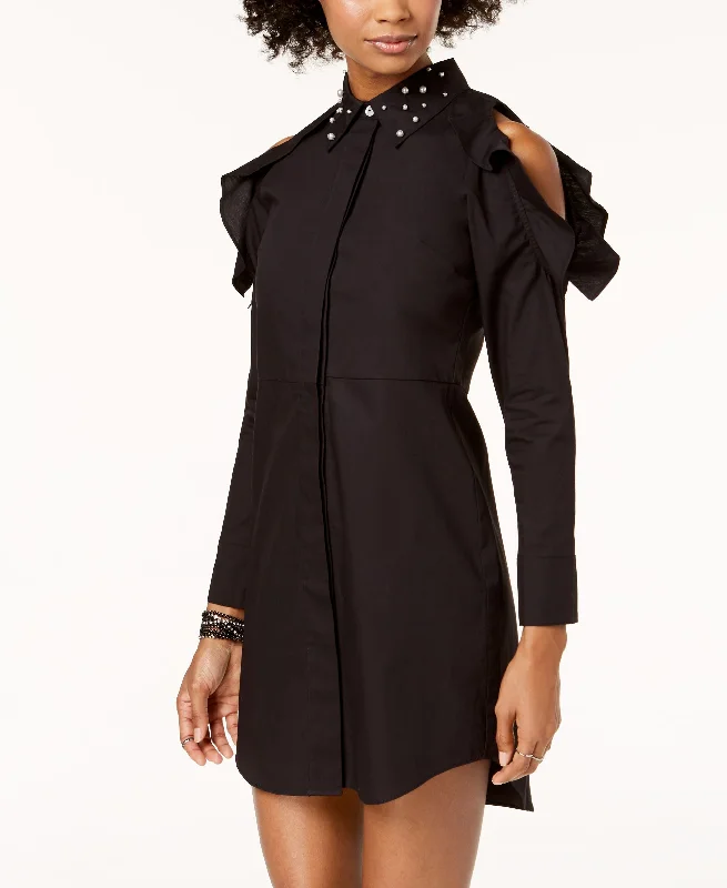 The Edit By Seventeen Juniors Cotton Cold Shoulder Shirtdress