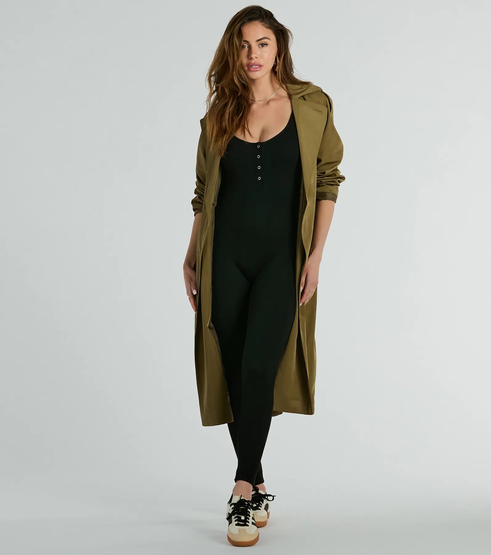 Weekend Cozy Henley Button Skinny Leg Jumpsuit