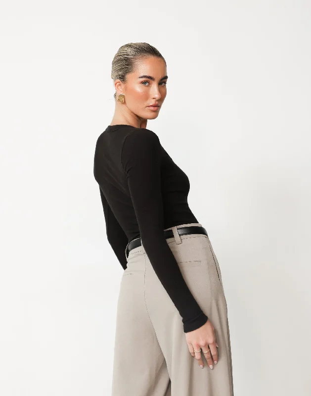 Kathleen Long Sleeve Top (Black)