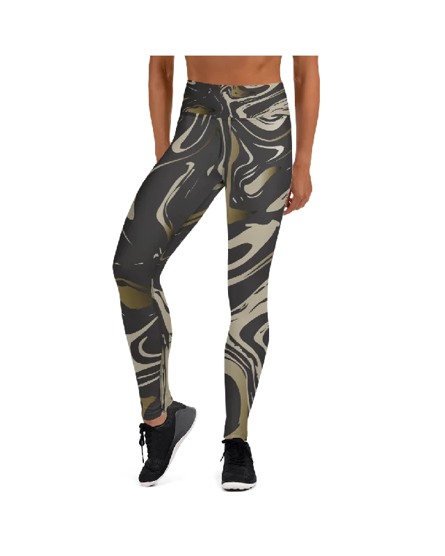 Black and Gold Marble Yoga Pants