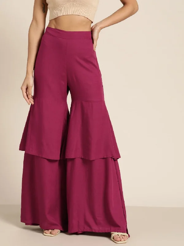 Burgundy Frilly Liva Pants