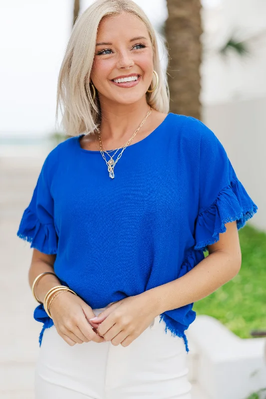 Find You Out Royal Blue Linen Top