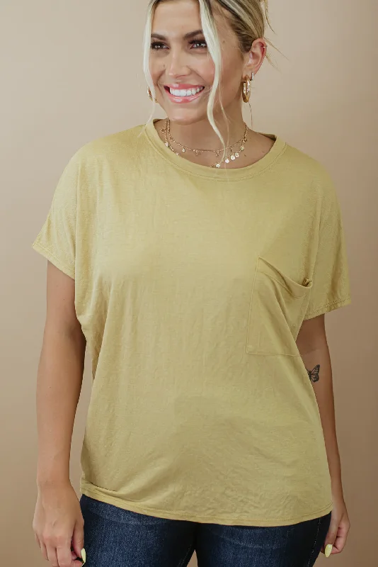 First Choice Crew Neck Pocket Tee, Mustard