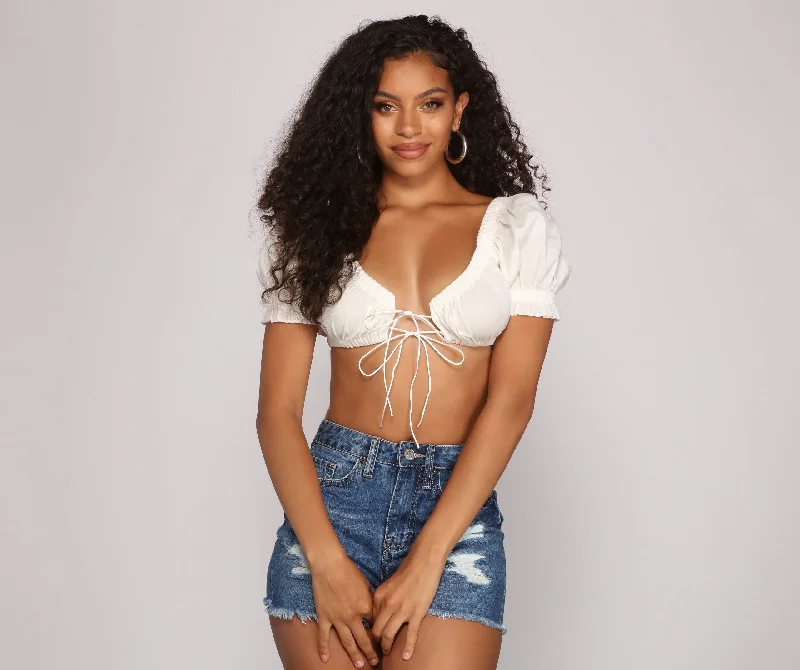 On Trend Tie Front Crop Top