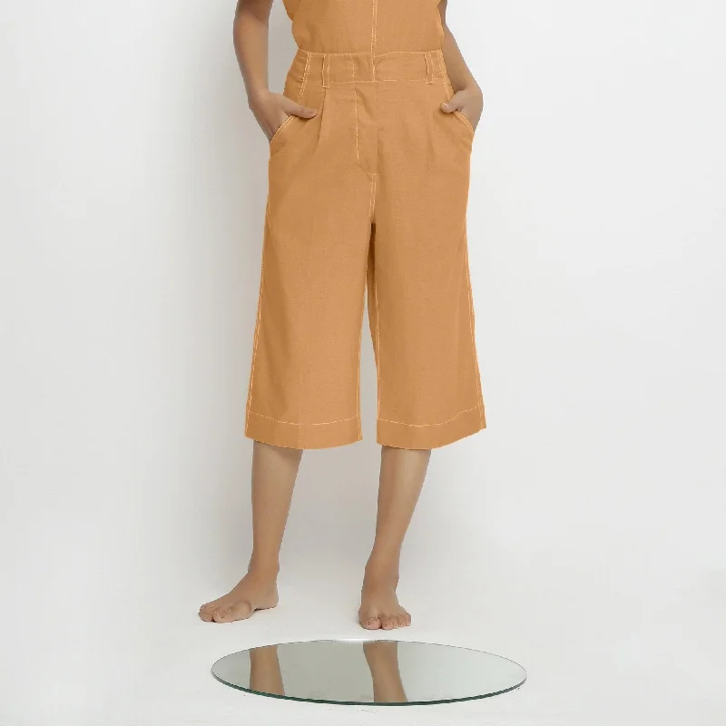 Orange Handspun Cotton Mid-Rise Culottes