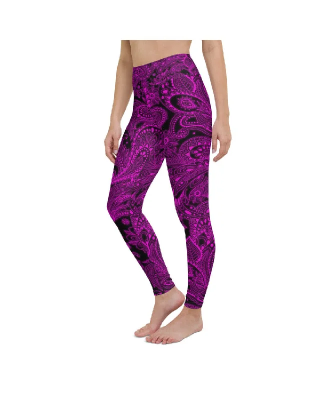 Pink Glowing Floral Yoga Pants