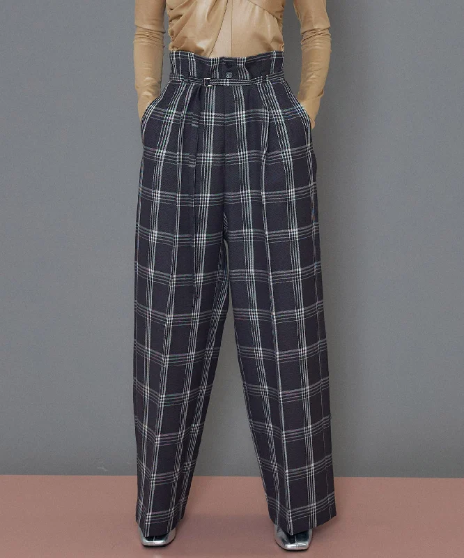 [SALE] CHECK HIGH WAIST WIDE PANTS