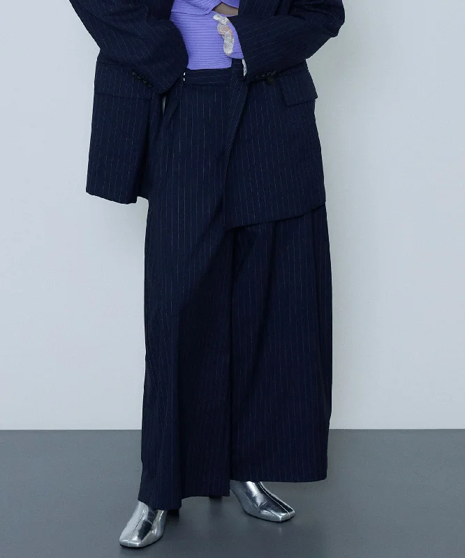 [SALE] Low Waist Layered Stripe Wide Pants