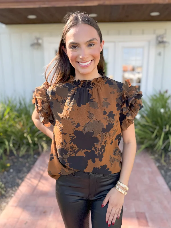 The Sandy Printed Top-Brown