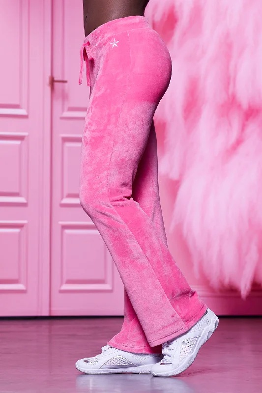 Velour Track Pant in Preppy Pink