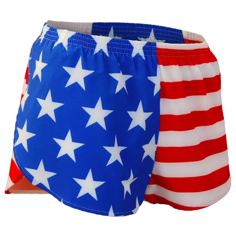 Women's 1" Elite Split Flag Shorts [N-Z] - American Flag